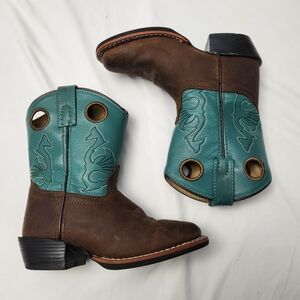 Children's Cowboy Boots in Brown and Teal